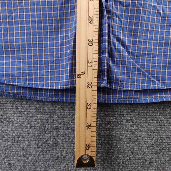 Faconnable Button-Down Cotton Check Blue XL Shirt Mens Pocket Long Sleeve Adult - Picture 9 of 13